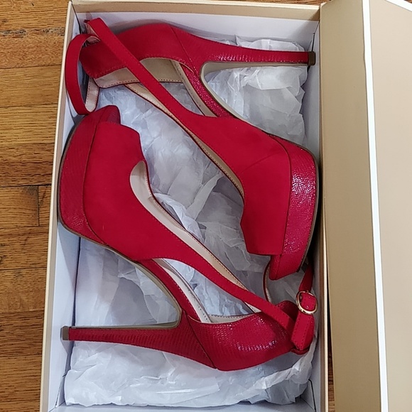 Nine West Shoes - Nine West Red Suede Peep Toe high heels